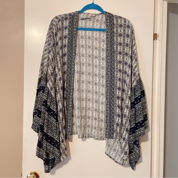Mystree Tops - Mystree Boho Printed Open Front Kimono Cardigan